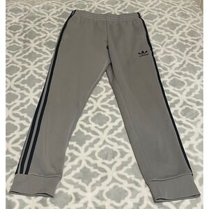Adidas Mens Gray‎ Three Stripe Jogger Sweatpants Athletic Casual Comfort Size S